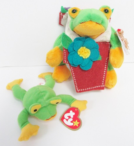 Smoochy, the Frog - OOAK Bundle - TY Teenie Beanie & Beanie<br>(Click on Picture for full description)
